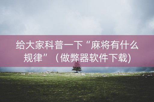 给大家科普一下“麻将有什么规律”（做弊器软件下载)