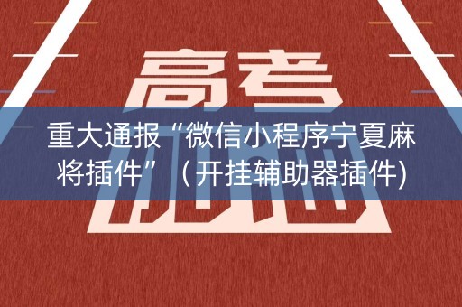 重大通报“微信小程序宁夏麻将插件”（开挂辅助器插件)
