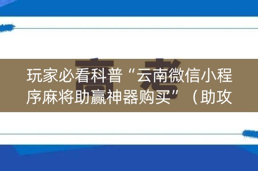 玩家必看科普“云南微信小程序麻将助赢神器购买”（助攻神器)