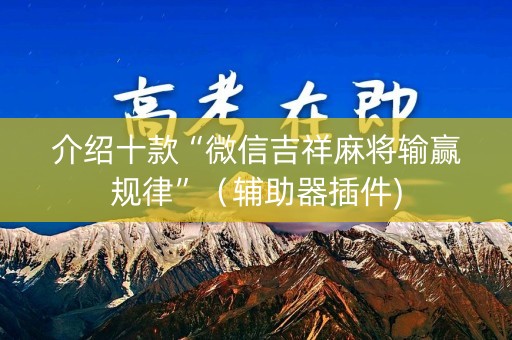 介绍十款“微信吉祥麻将输赢规律”（辅助器插件)