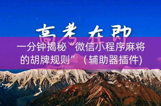 一分钟揭秘“微信小程序麻将的胡牌规则”（辅助器插件)