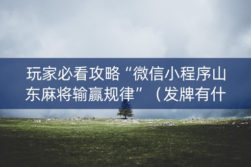 玩家必看攻略“微信小程序山东麻将输赢规律”（发牌有什么规律吗)