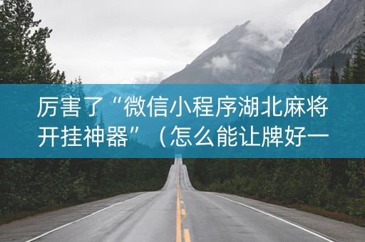 厉害了“微信小程序湖北麻将开挂神器”（怎么能让牌好一点)