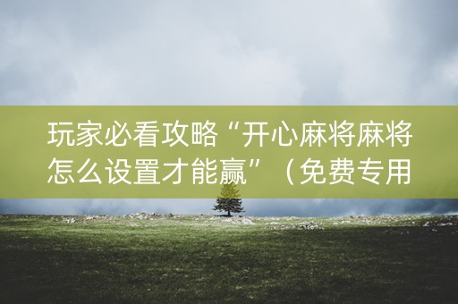 玩家必看攻略“开心麻将麻将怎么设置才能赢”（免费专用神器)