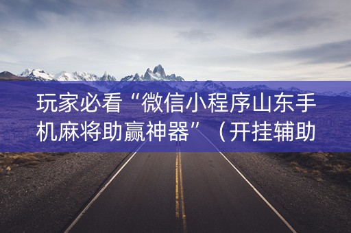 玩家必看“微信小程序山东手机麻将助赢神器”（开挂辅助器插件)