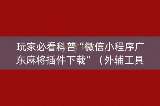 玩家必看科普“微信小程序广东麻将插件下载”（外辅工具)