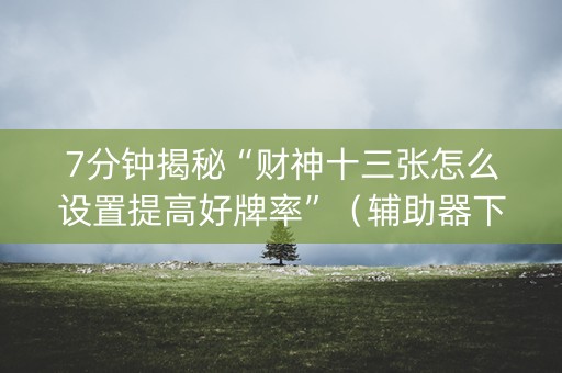7分钟揭秘“财神十三张怎么设置提高好牌率”（辅助器下载)