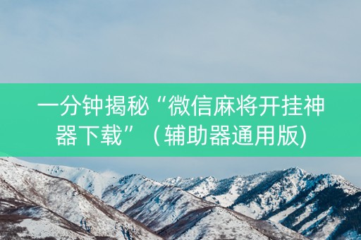 一分钟揭秘“微信麻将开挂神器下载”（辅助器通用版)