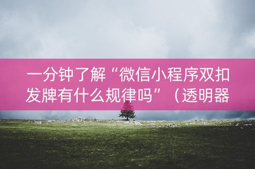 一分钟了解“微信小程序双扣发牌有什么规律吗”（透明器教程)