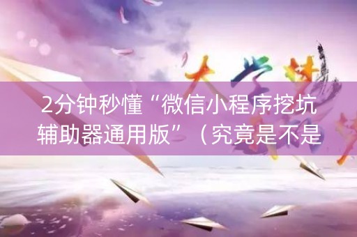 2分钟秒懂“微信小程序挖坑辅助器通用版”（究竟是不是有挂)