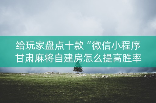 给玩家盘点十款“微信小程序甘肃麻将自建房怎么提高胜率”（必赢神器免费安装)
