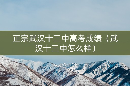 正宗武汉十三中高考成绩（武汉十三中怎么样）