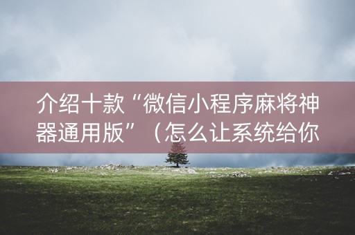 介绍十款“微信小程序麻将神器通用版”（怎么让系统给你发好牌)