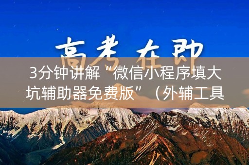 3分钟讲解“微信小程序填大坑辅助器免费版”（外辅工具)