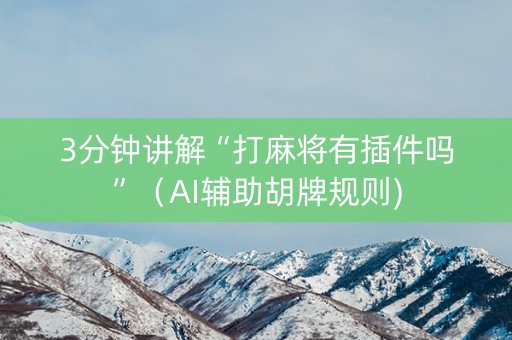 3分钟讲解“打麻将有插件吗”（AI辅助胡牌规则)