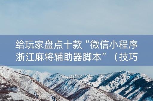 给玩家盘点十款“微信小程序浙江麻将辅助器脚本”（技巧和打好牌方法)