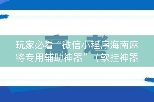 玩家必看“微信小程序海南麻将专用辅助神器”（软挂神器)