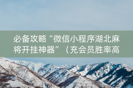 必备攻略“微信小程序湖北麻将开挂神器”（充会员胜率高)