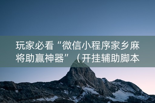 玩家必看“微信小程序家乡麻将助赢神器”（开挂辅助脚本)