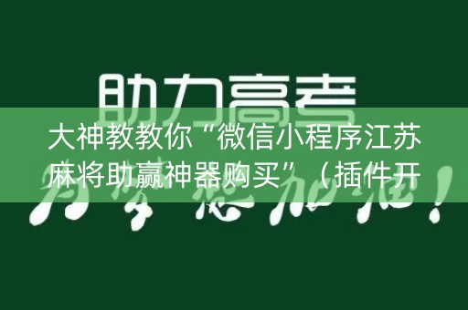 大神教教你“微信小程序江苏麻将助赢神器购买”（插件开挂免费AI)