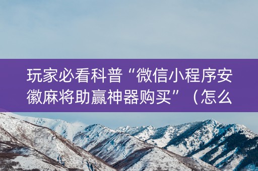 玩家必看科普“微信小程序安徽麻将助赢神器购买”（怎么让系统给自己好牌)