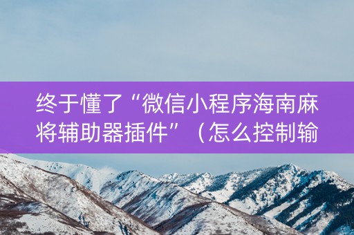 终于懂了“微信小程序海南麻将辅助器插件”（怎么控制输赢)