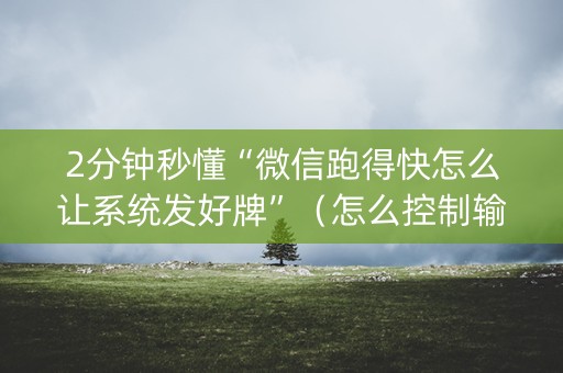 2分钟秒懂“微信跑得快怎么让系统发好牌”（怎么控制输赢)