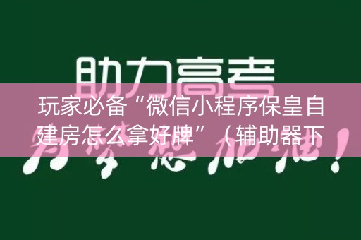 玩家必备“微信小程序保皇自建房怎么拿好牌”（辅助器下载)