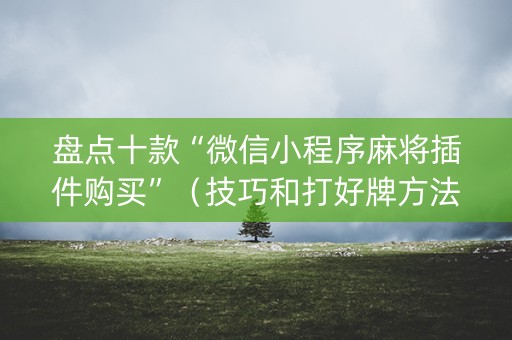 盘点十款“微信小程序麻将插件购买”（技巧和打好牌方法)