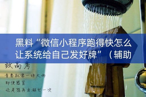 黑料“微信小程序跑得快怎么让系统给自己发好牌”（辅助软件)