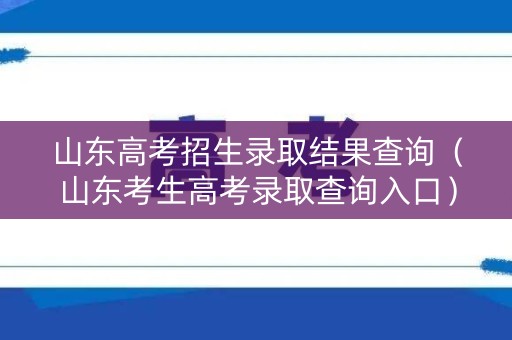 山东高考招生录取结果查询（山东考生高考录取查询入口）