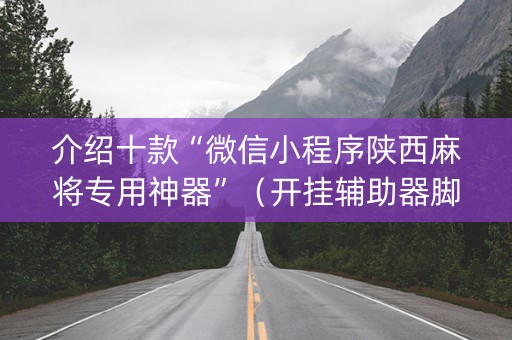 介绍十款“微信小程序陕西麻将专用神器”（开挂辅助器脚本)