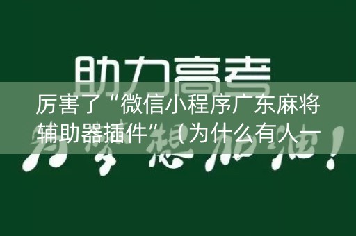 厉害了“微信小程序广东麻将辅助器插件”（为什么有人一直赢)