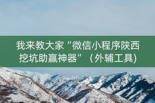 我来教大家“微信小程序陕西挖坑助赢神器”（外辅工具)