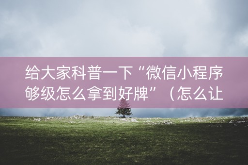 给大家科普一下“微信小程序够级怎么拿到好牌”（怎么让系统给你发好牌)