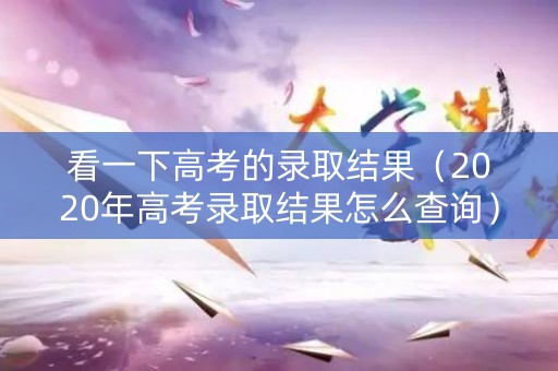 看一下高考的录取结果（2020年高考录取结果怎么查询）
