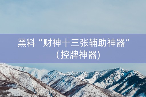 黑料“财神十三张辅助神器”（控牌神器)