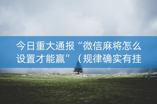 今日重大通报“微信麻将怎么设置才能赢”（规律确实有挂)