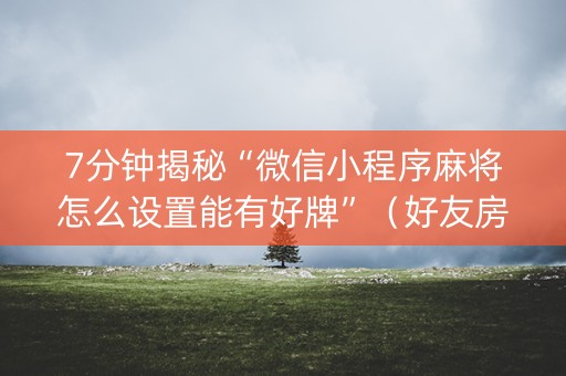 7分钟揭秘“微信小程序麻将怎么设置能有好牌”（好友房怎么才能赢)