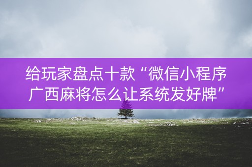 给玩家盘点十款“微信小程序广西麻将怎么让系统发好牌”（是否能开挂)