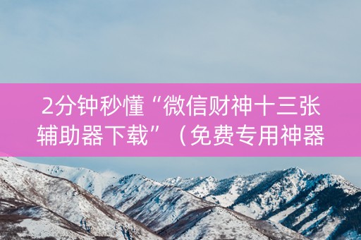 2分钟秒懂“微信财神十三张辅助器下载”（免费专用神器)