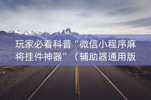 玩家必看科普“微信小程序麻将挂件神器”（辅助器通用版)