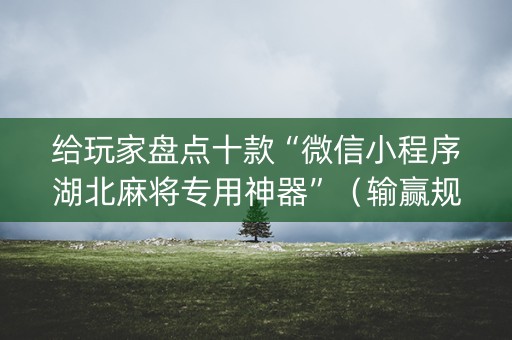 给玩家盘点十款“微信小程序湖北麻将专用神器”（输赢规律)