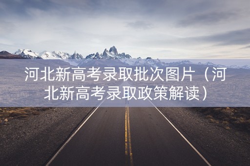 河北新高考录取批次图片（河北新高考录取政策解读）
