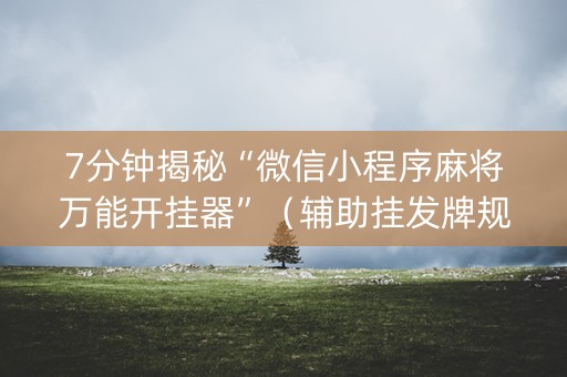 7分钟揭秘“微信小程序麻将万能开挂器”（辅助挂发牌规律)