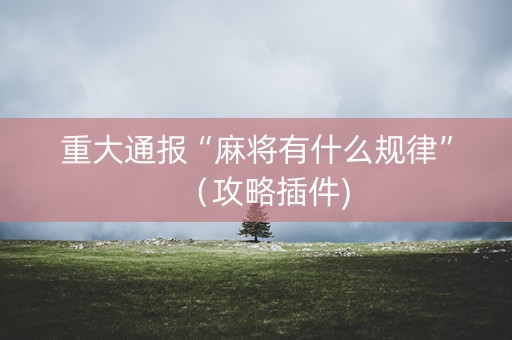 重大通报“麻将有什么规律”（攻略插件)