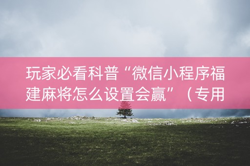 玩家必看科普“微信小程序福建麻将怎么设置会赢”（专用神器下载)