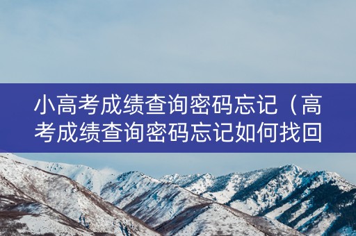 小高考成绩查询密码忘记（高考成绩查询密码忘记如何找回）