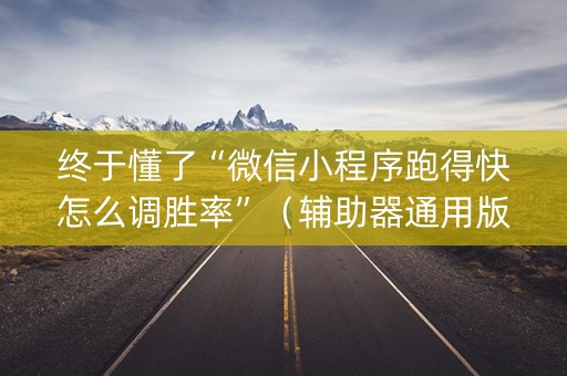 终于懂了“微信小程序跑得快怎么调胜率”（辅助器通用版)