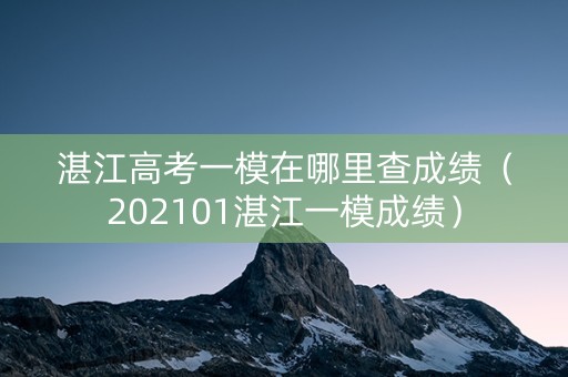 湛江高考一模在哪里查成绩（202101湛江一模成绩）